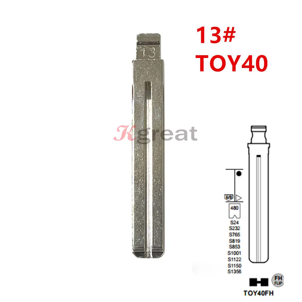 

10pcs 13# TOY40 TOY48 Uncut Flip Metal Key Blade Toy48FH for Lexus,Toyota IX35 for KD Keydiy Xhorse VVDI Remotes Key Blank No.13