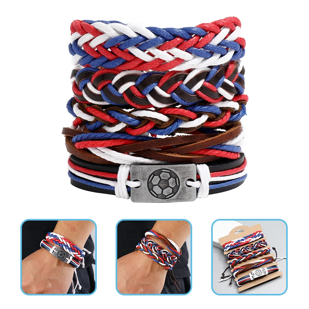 

5Pcs Fashion Metal Alloy Soccer Bead Bracelet Wrist Rope Gifts for Soccer Lover