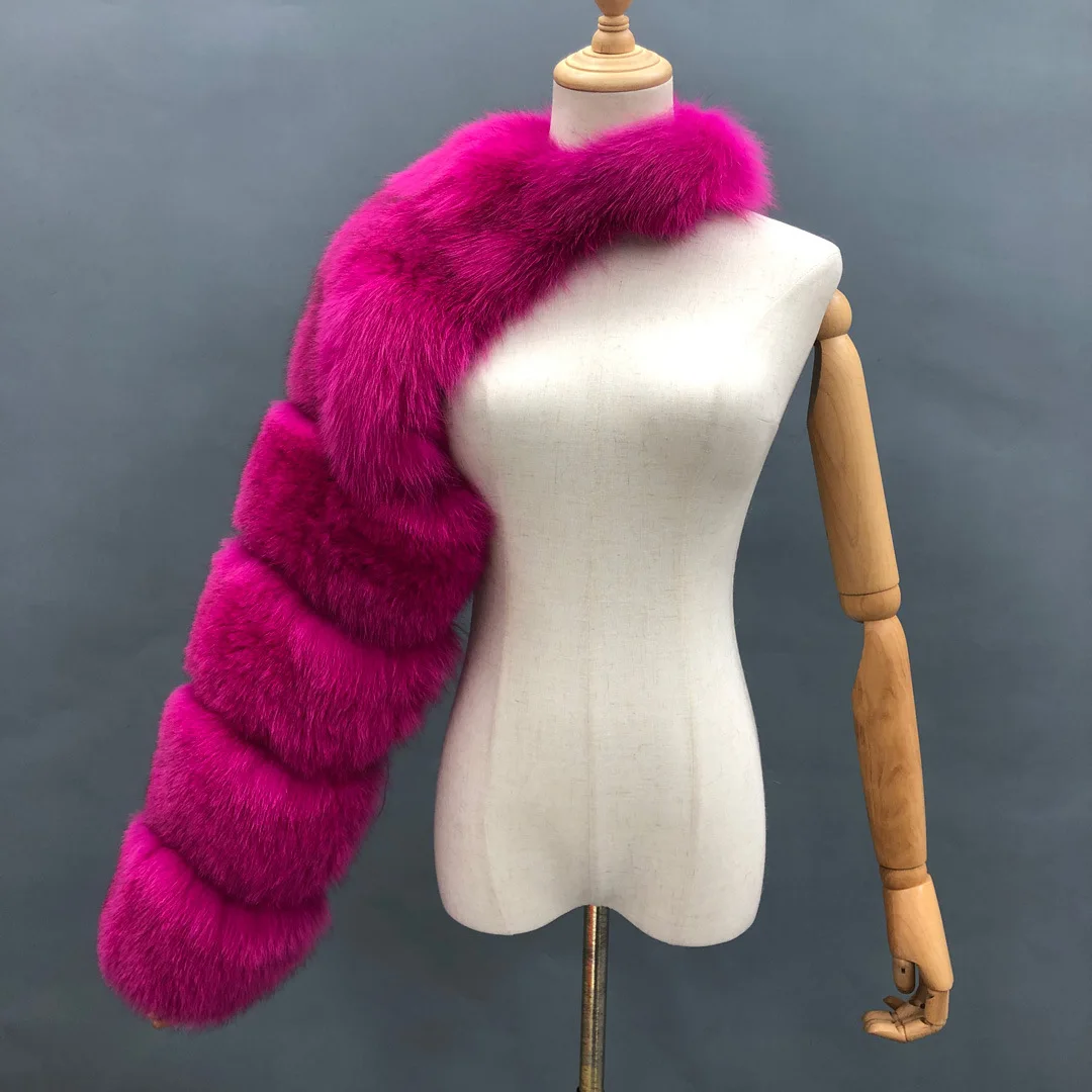 Autumn  Winter 2022 Women's Faux Fur Coat One Sleeve Mini Short One Shoulder Top ,fox Fur Cool Girl Hip Pop Fur Jackets
