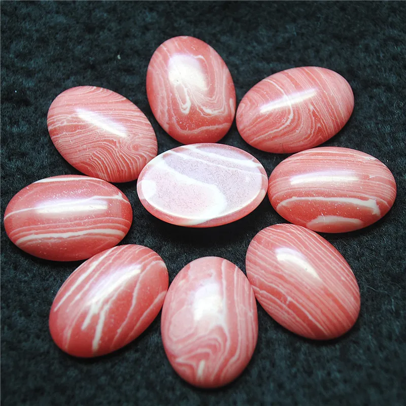 

10PCS Hot Synthetic Rhodonite Cabochons Oval Shape 6X8MM 10X14MM 13X18MM 18X25MM No Hole For Women's Fashion Jewelry Makings