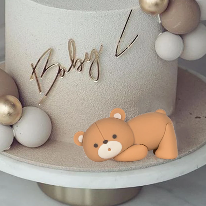 Топперы для торта в виде шариков темно-телесного и серого цвета 32 шт. украшения