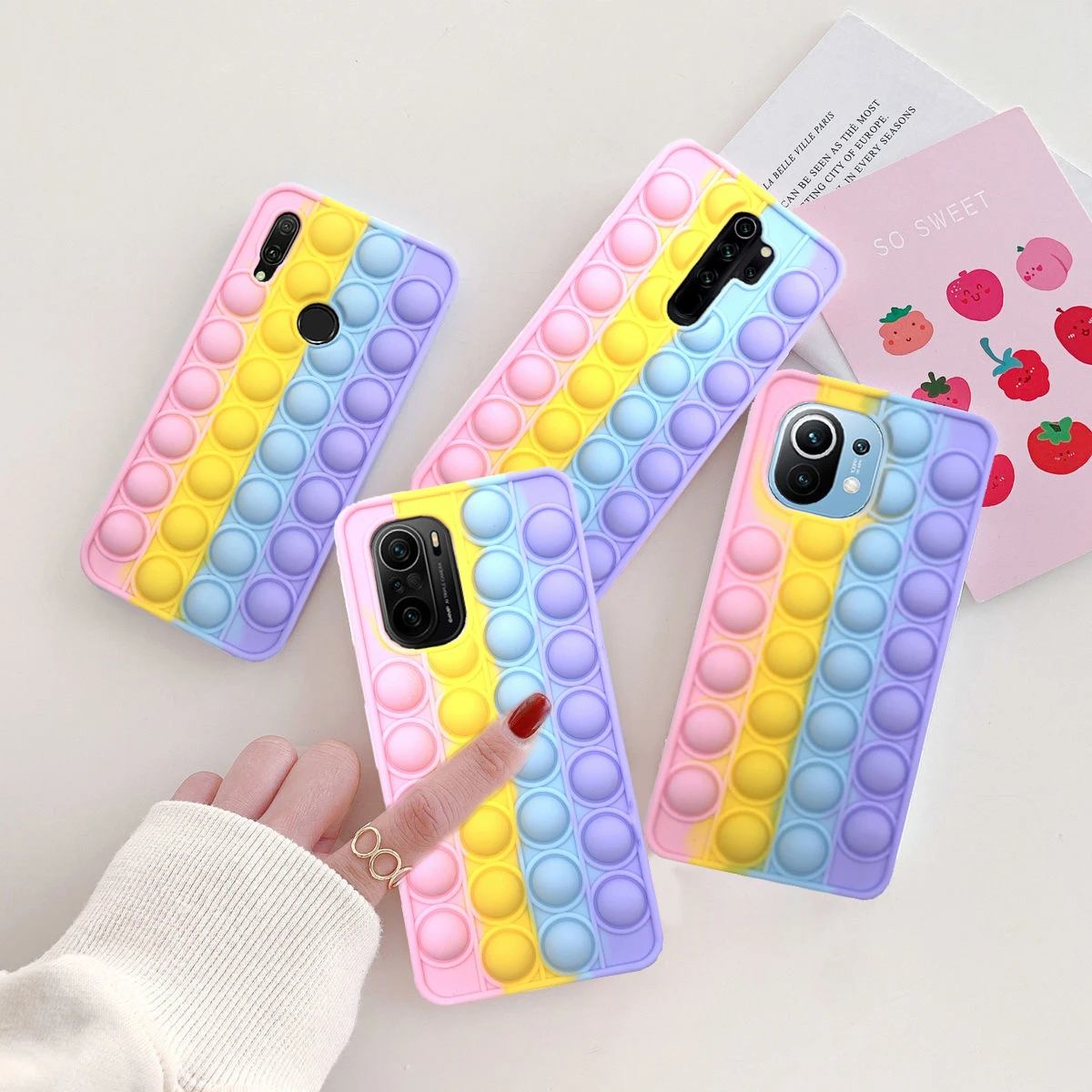 

Redmi Note 9 Pro 9S 7 8 Pro Push Pop Bubble Fidget Toy Case Soft Cover for Redmi 9 9T 9C 9A Mi Poco X3 M3 Sensory Stress Reliver