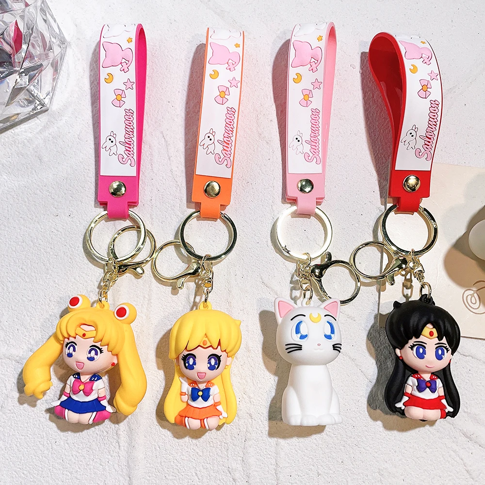 

Anime Sailor Moon Keychain Tsukino Usagi Luna Cat Sailormoon Doll Key Chain for Fans Bag Ornament Keyring Car Pendant Gifts