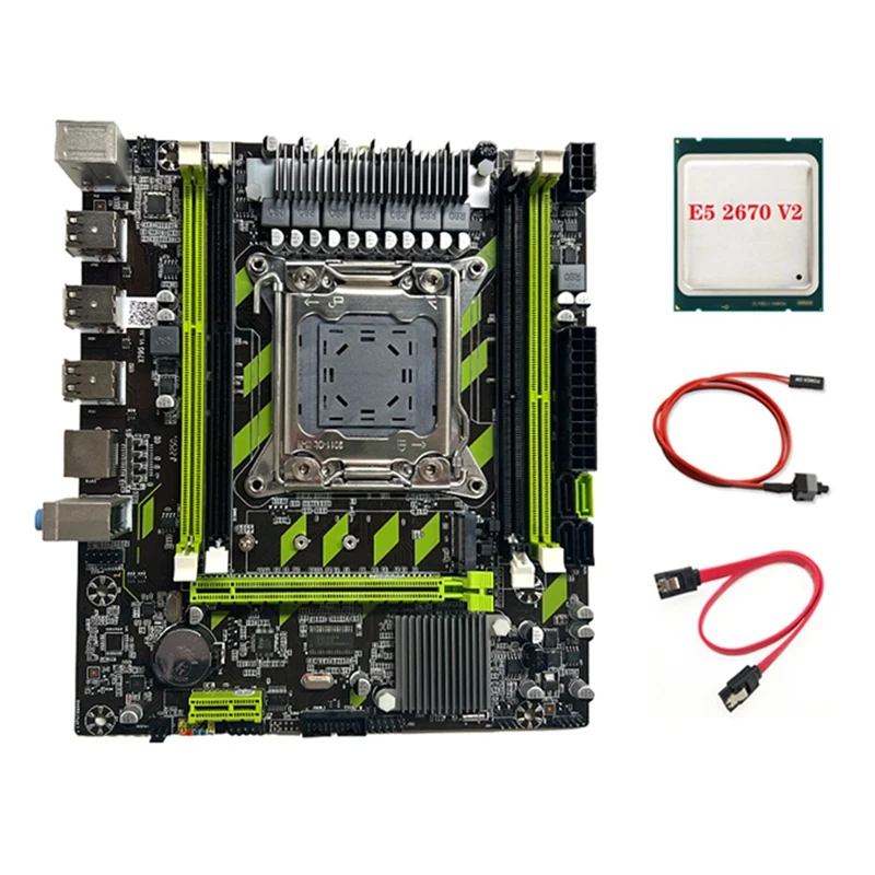 

X79G LGA2011 Motherboard+E5 2670 V2 CPU+Switch Cable+SATA Cable Support 4XDDR3 Slot M.2 NVME PCI-E X16 6XUSB2.0 SATA3.0