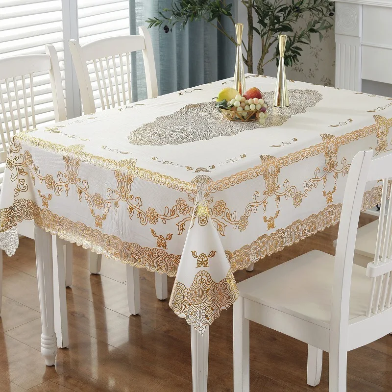 Европейская скатерть ПВХ бронзовая водостойкая несмываемая прямоугольная