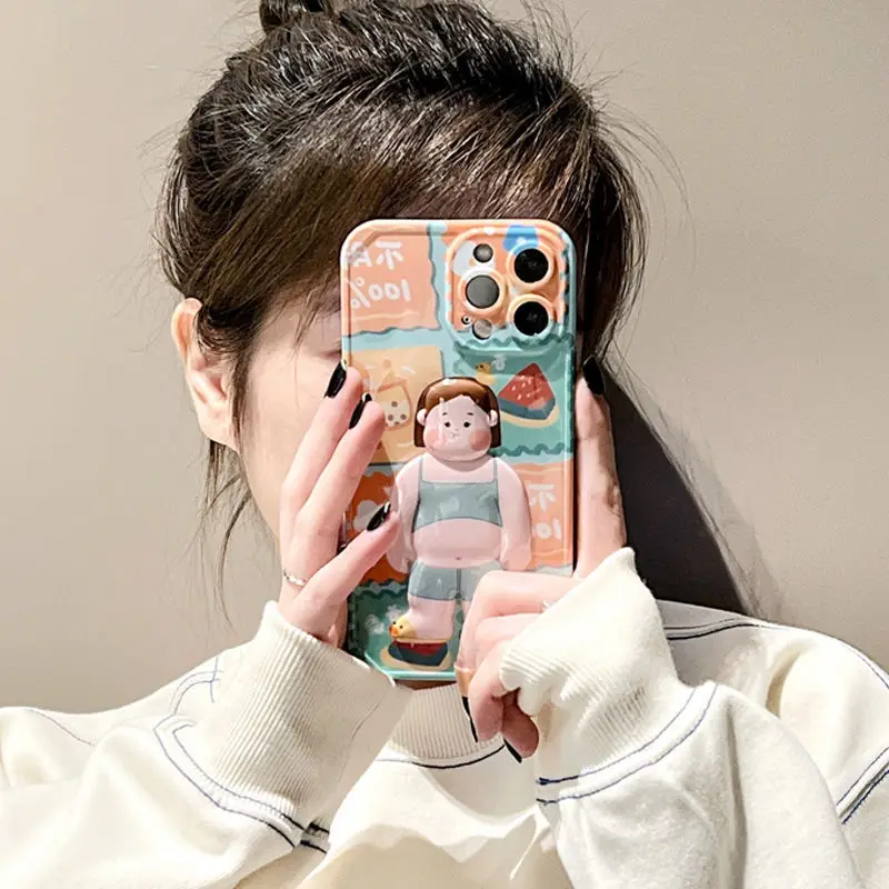 

Summer Cartoon Funny Fat Girl Mobile Phone Case for iPhone13pro Max 12 11Pro Xsmax Xr Drop Protection Back Cover