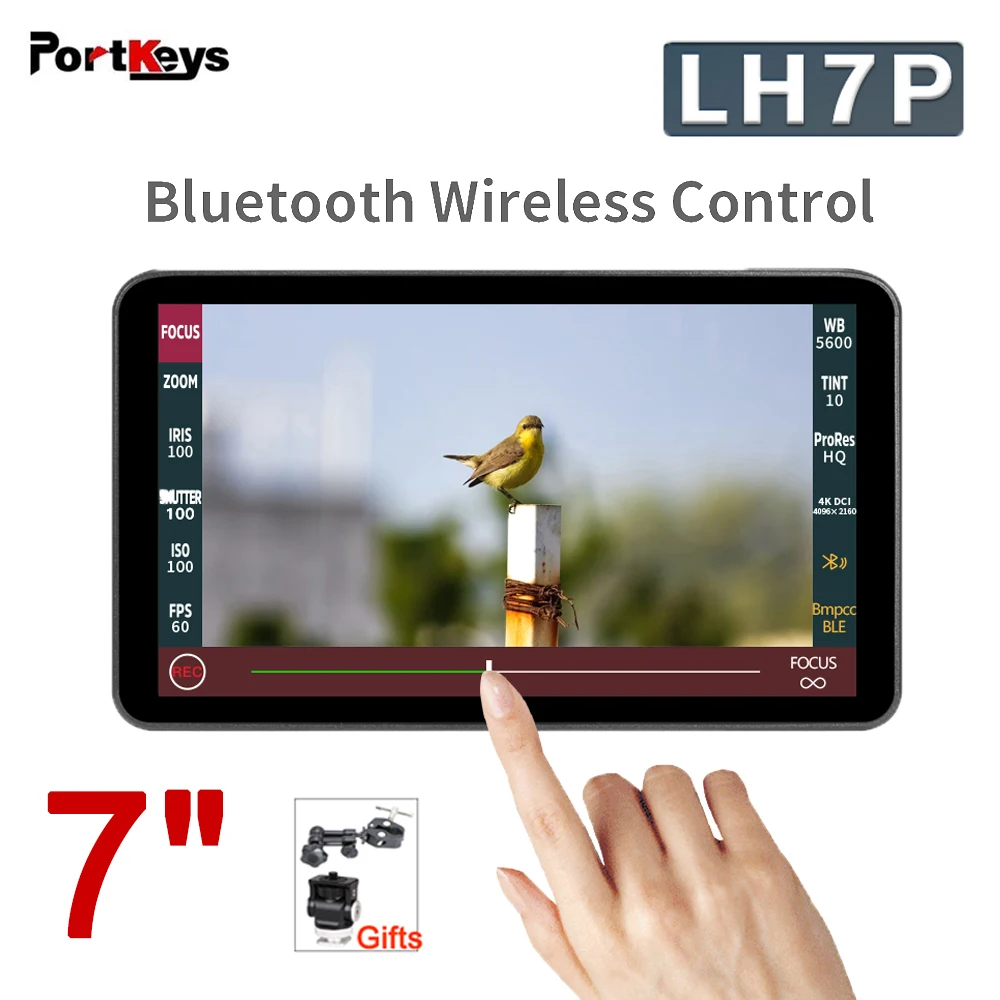 

Портативный монитор Portkeys LH7P, 7-дюймовый сенсорный экран 1000NIT Full HD, 4K, с Bluetooth, Wi-Fi, для Sony A7M III FX3 FX30