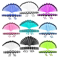 36pcs acrylic ear gauge taper and plug stretching kits mixed color ear flesh tunnel expansion tool body piercing jewelry 14g 00g