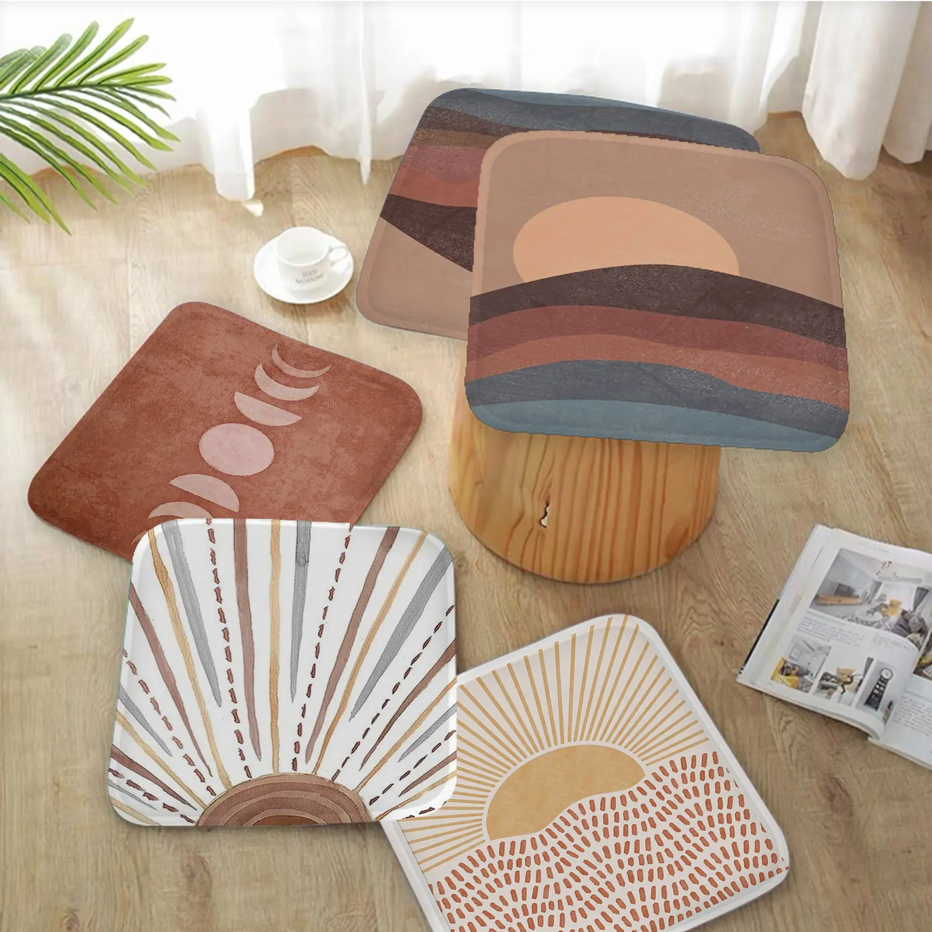 

Abstract Sun Moon Painting Woman Creative Seat Cushion Office Dining Stool Pad Sponge Sofa Mat Non-Slip Chair Cushions