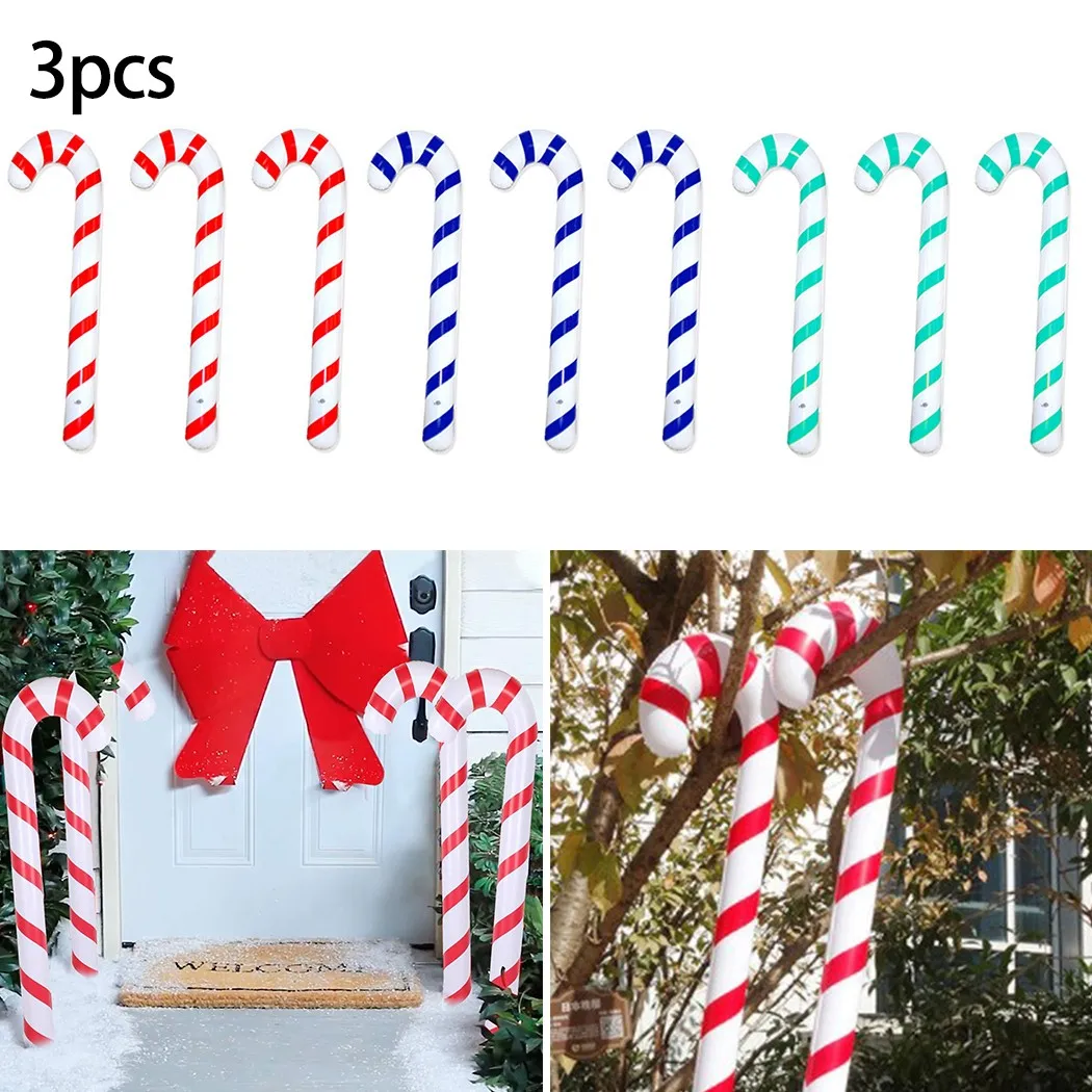 3PCS Inflatable Candy Cane Classic Christmas Tree Hanging Christmas Decoration Outdoor Candy Canes Decor For Xmas Decoration