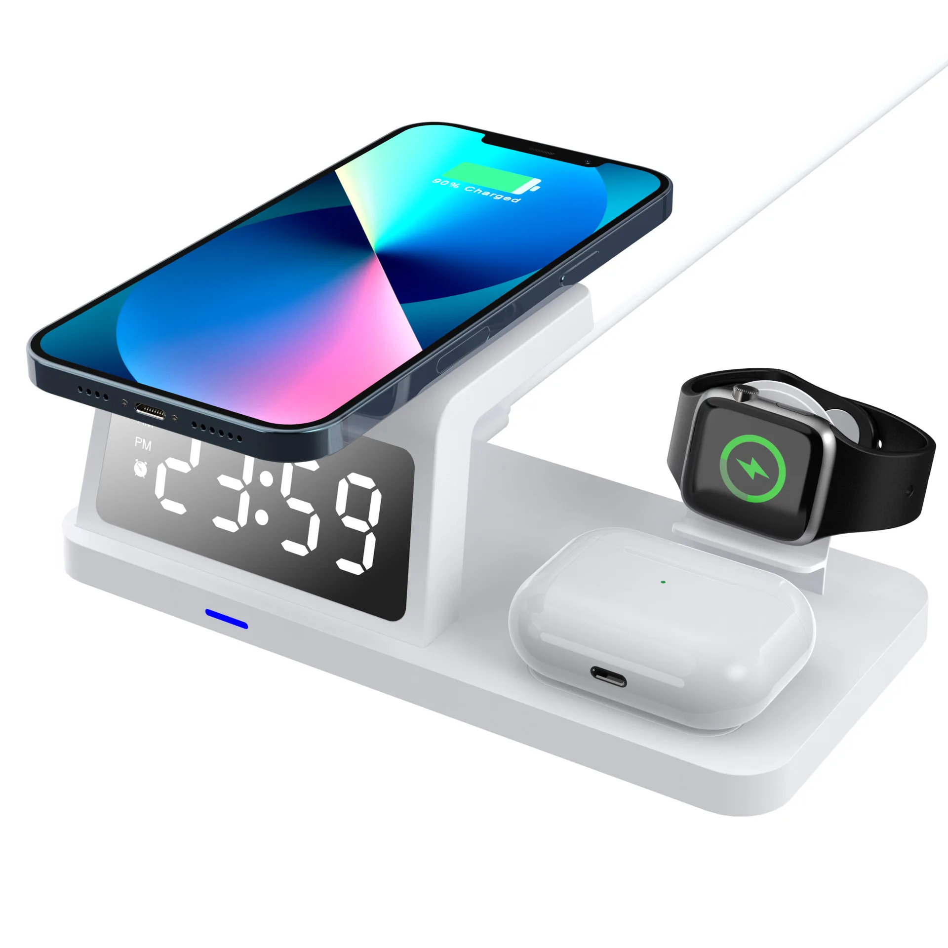 Фото Магнитная подставка для беспроводного зарядного устройства 4 в 1 для iPhone 12 13 14 15 Станция быстрой зарядки для Apple Watch 9 8 7 6 5 Airpods 2 3 Pro №3