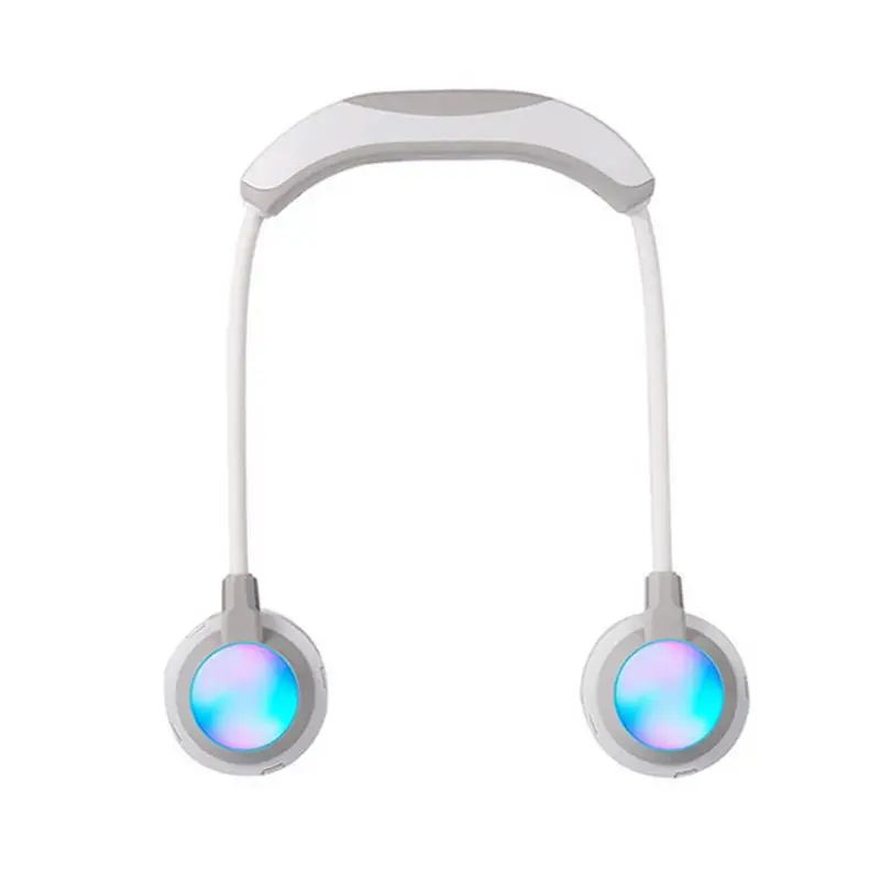 

Neck Band Fan 3 Wind Speed Fan Mini USB Rechargeable Bladeless Neck Band Hanging LED Light Portable Neck Fan Desk Quiet Office