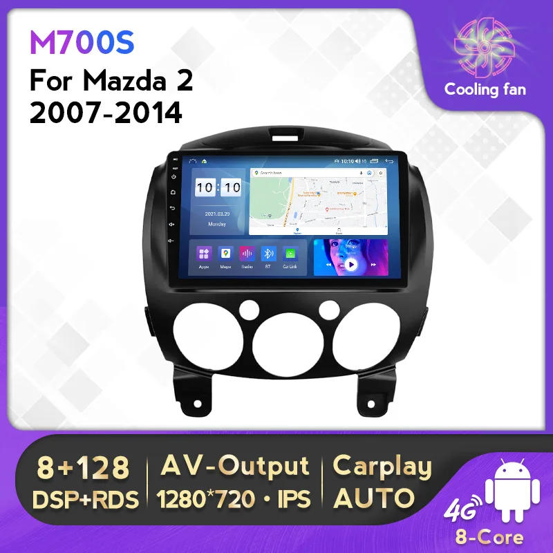 

7862S Android 12 8+128G Car Radio Stereo For MAZDA 2 2007-2014 Wireless Carplay Auto BT WIFI 4G DSP Car Multimedia Video Player
