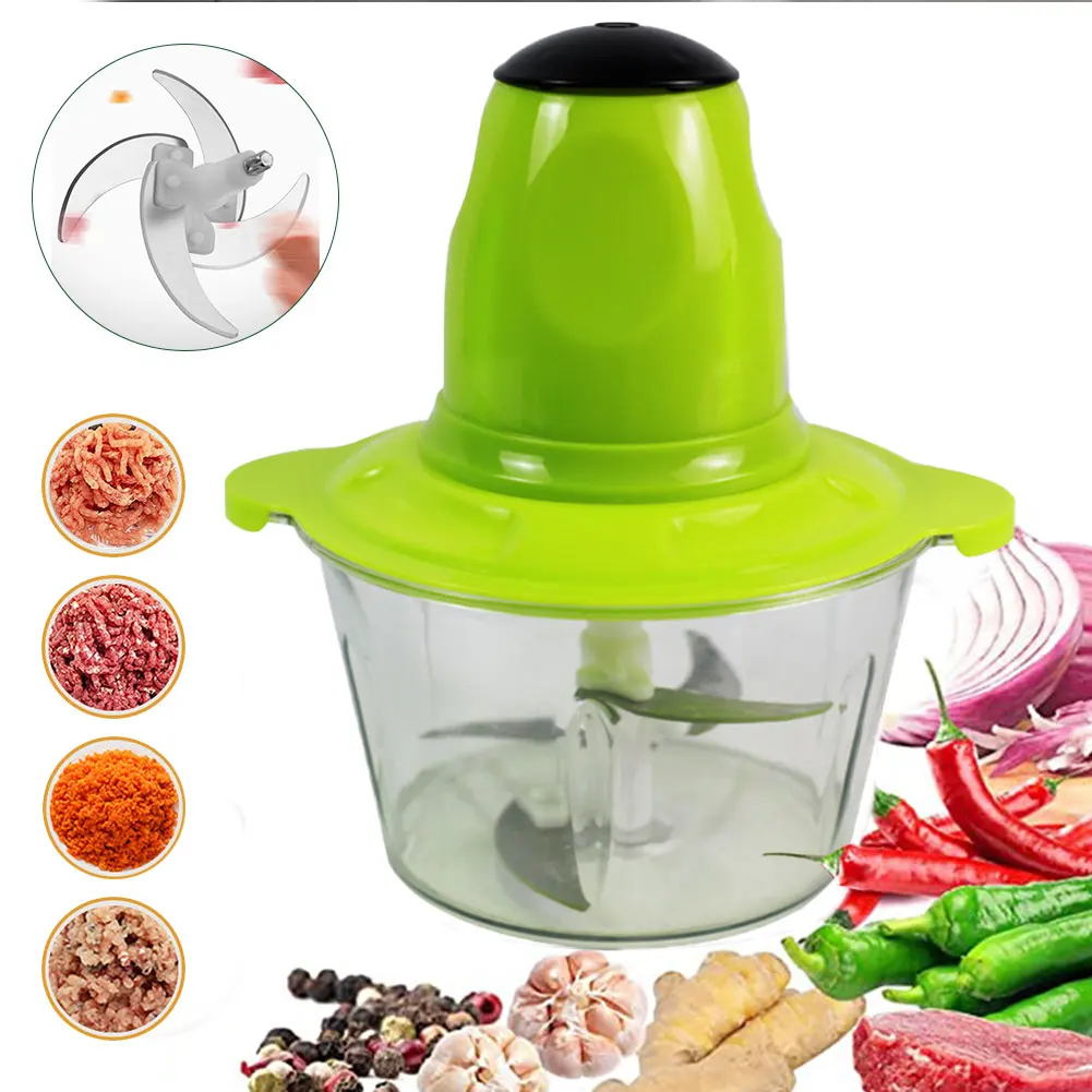 

200W Electric Food Chopper Meat Grinder with 2L Plastic Bowl 220V Electric Food Processor Meat Slicer Vegetable Chopper Machine