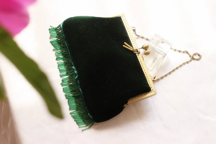 Винтажная бензиновая зеленая бархатная элегантная Вечерняя Сумка Lost in