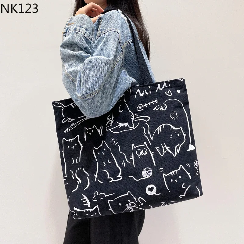 

Canvas bag ladies large-capacity ins lazy wind large-capacity Korean one-shoulder student literary simple shopping bag wholesale