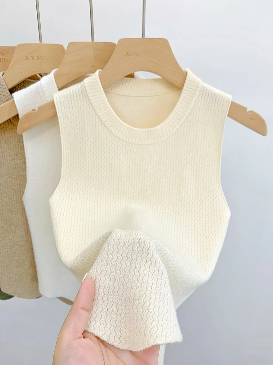 Осенне-зимняя внутренняя одежда Вязаная маленькая майка Женский костюм Нижняя