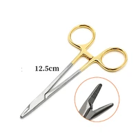 apply 12 5cm stainless steel gold handle insert needle holder cosmetic plastic insert suture needle holder forceps