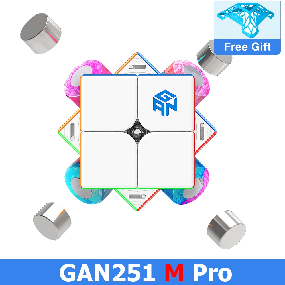 

GAN 251 M Pro Air Leap 2x2 Magnetic Speed Cube Professional GAN 251M Puzzles GAN251 Stress Reliever Toys Fidget Toy