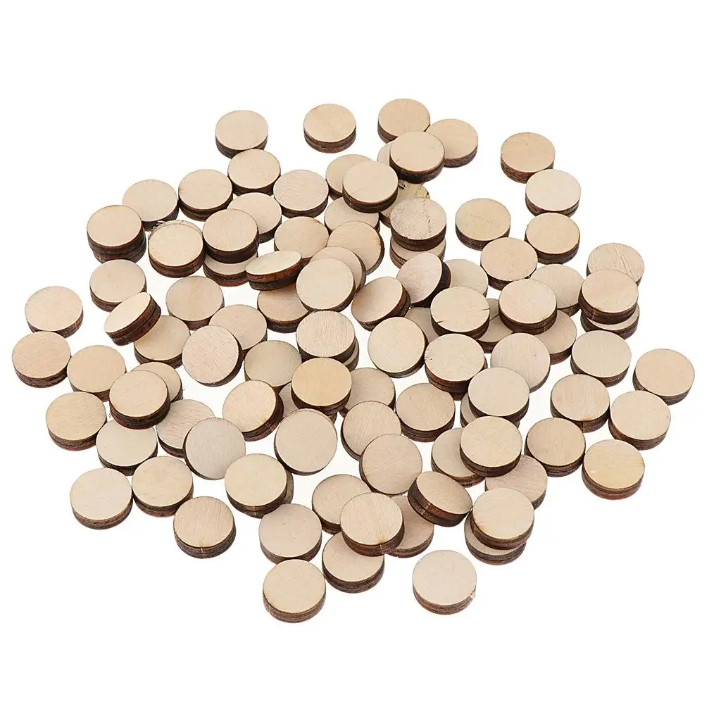 4X 100 Pieces Mini Round Unfinished Wood Embellishments for Art DIY Crafts 16mm