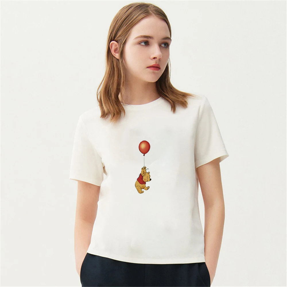 

Disney Women Tshirt Winnie The Pooh Cartoon Graphic Summer Kawaii Clothes O-Neck Soft Casual T-Shirts футболка Short Sleeve