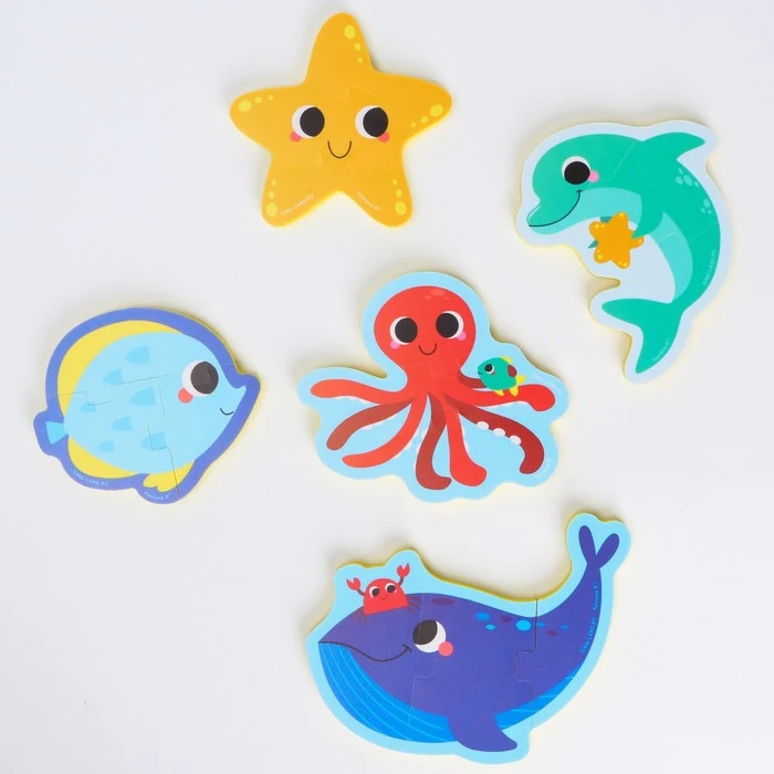 Макси Ванна Пазл Морские Друзья Тройная 5 Пазлов 15 Кусков 7345333 для детей, девочек, мальчиков, Подарки, Увлечения, Малыши, Детские Игрушки, Игрушка, Малыш.