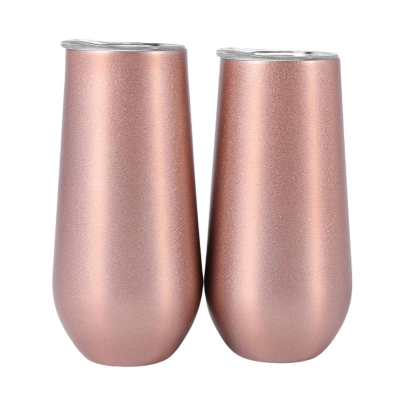 

8 Packs Stemless Champagne Flutes Wine Tumbler, 6 OZ Double-Insulated Wine Tumbler with Lids Unbreakable Cocktail Cups