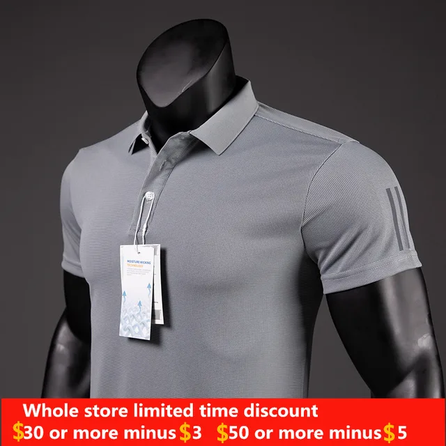 Men's Golf Shirt Luxury Functional Polo Shirt Quick-drying Perspiration Breathable Lapel Short-sleeved T-shirt for Man Summer 1