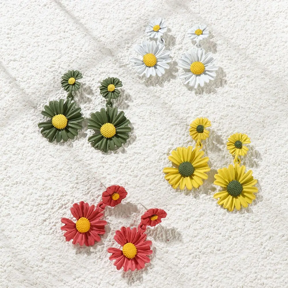 Корейские цветы милые индивидуальные серьги-капли серьги с ромашками модные