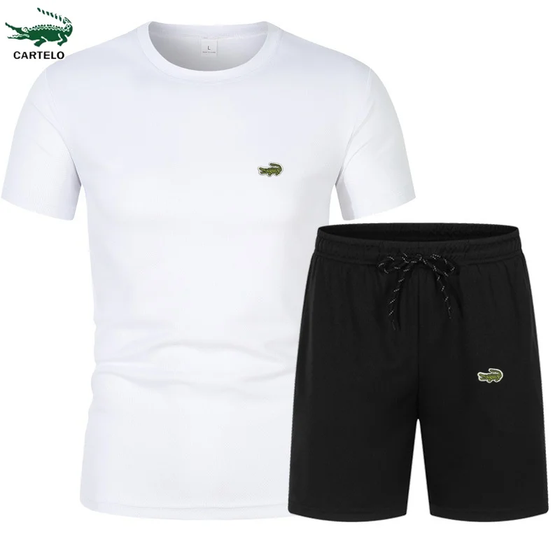 High quality 2023 Summer Men's quick-drying short sleeved unhooded shorts casual sports suit