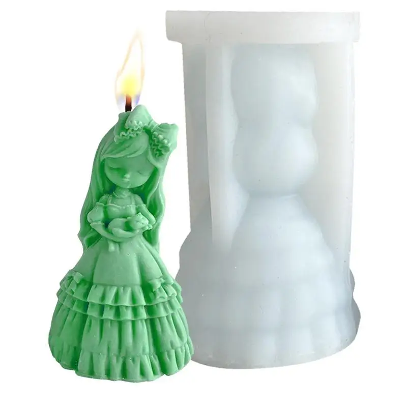 

Girl Candle Mold DIY Little Girls Doll Candle Silicone Mold Cute Princess With Dress Scented Candle Molds For Wax Aromatherapy