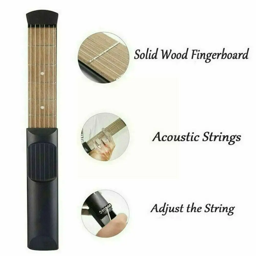

Portable 6-string Pocket Guitar 6 Frets Guitar Finger Tools Musical Guitar Chord Trainer Instrument Practice Accessories Tr H3q9