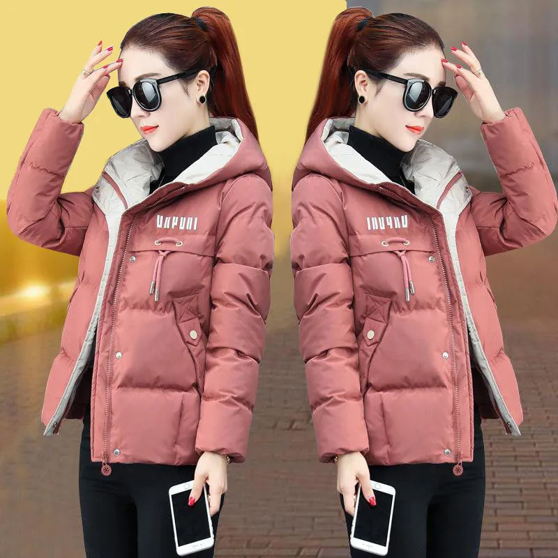 Fashion Winter Clothes Female Jacket Short Coat Hooded Slim Thick Down Cotton Padded Parka Jacket Women Parkas Warm Outerwear