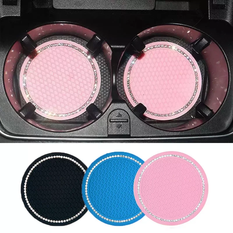 

Non-slip Water Cup Pad Diamond Rhinestone Bling Decoration Auto Interior Cup Bottle Anti-skid Rubber Mat Car Accessories