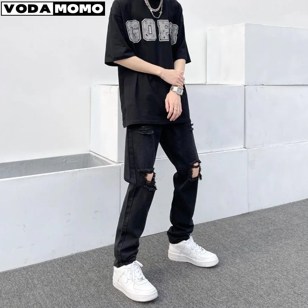 

Men's Jeans 2023 New Men's Casual Pants Ripped Spring And Autumn Sports Jeans Pocket Straight Street Run Soft Denim Neutral Slow