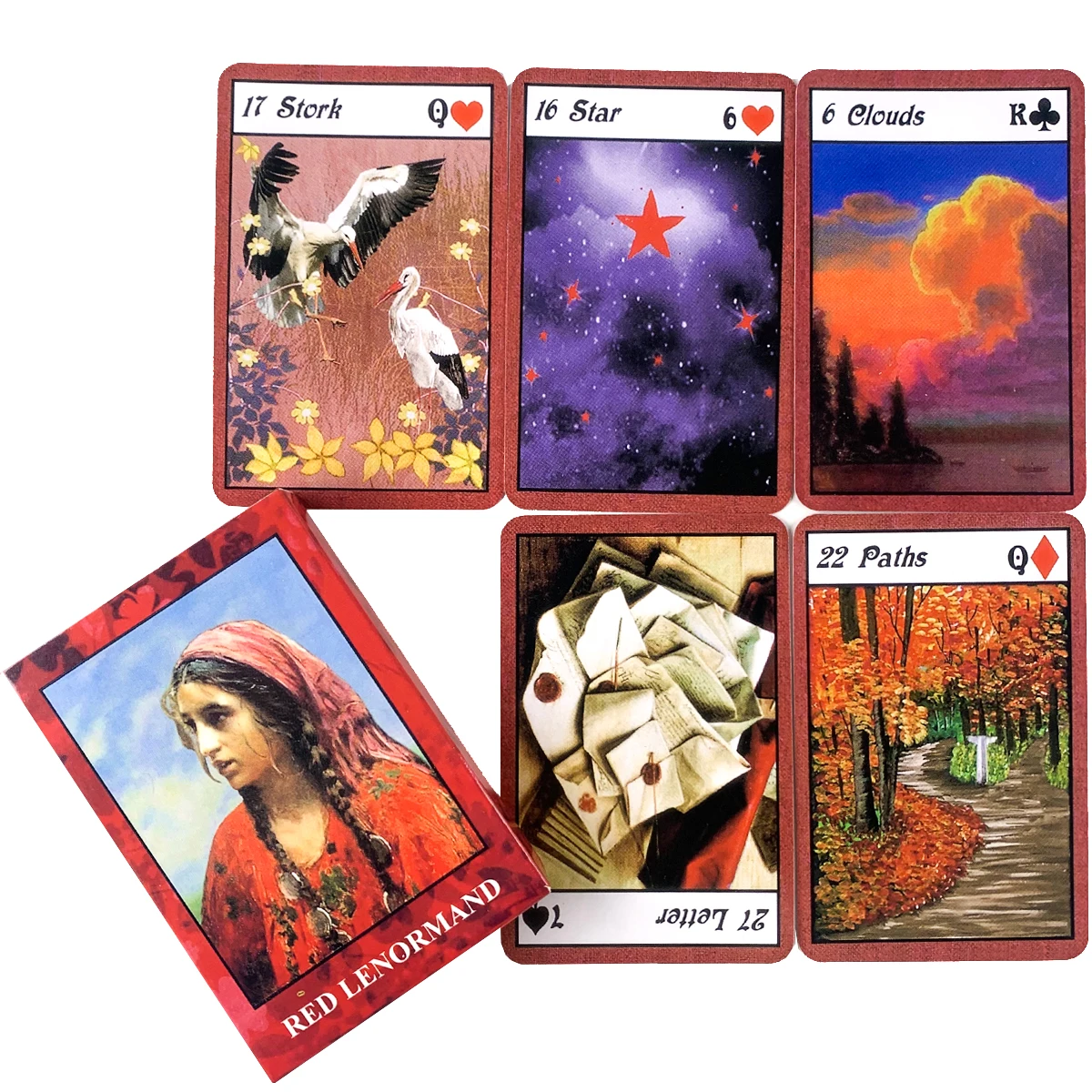

Red Lenormand Oracle Card Board Game Cards Deck Party High Quality Divination Prophecy Fortune Telling Games Vintage Color Cards