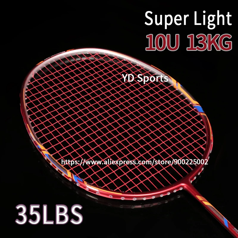 2PCS Full Carbon Fiber Badminton Rackets Super Light 10U Professional Racquet With String Bags 22-35LBS G5 13KG Speed Sports