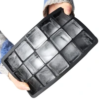 black large food grade silicone 15 grid cube jumbo big ice square tray mold box non toxic durable diy bar pub wine blocks maker