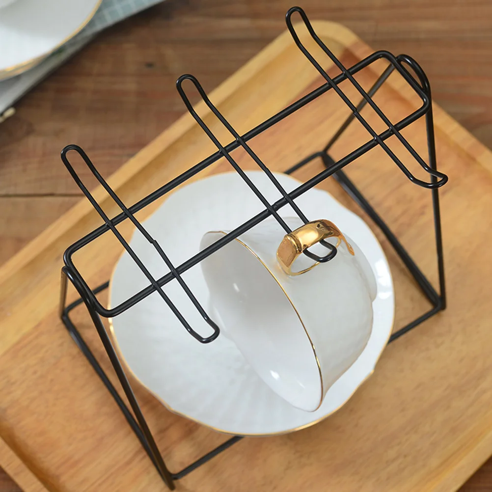 

Rack Cup Mug Holder Stand Coffee Plate Tea Mugs Iron Hanging Organizer Saucercountertop Storage Display Hanger Stainless Steel