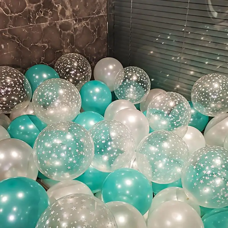 

30pcs Pearl Tiffany Blue Balloons 12inch Transparent Star Latex Balloon Proposal Wedding Girls Birthday Christmas Party Decor