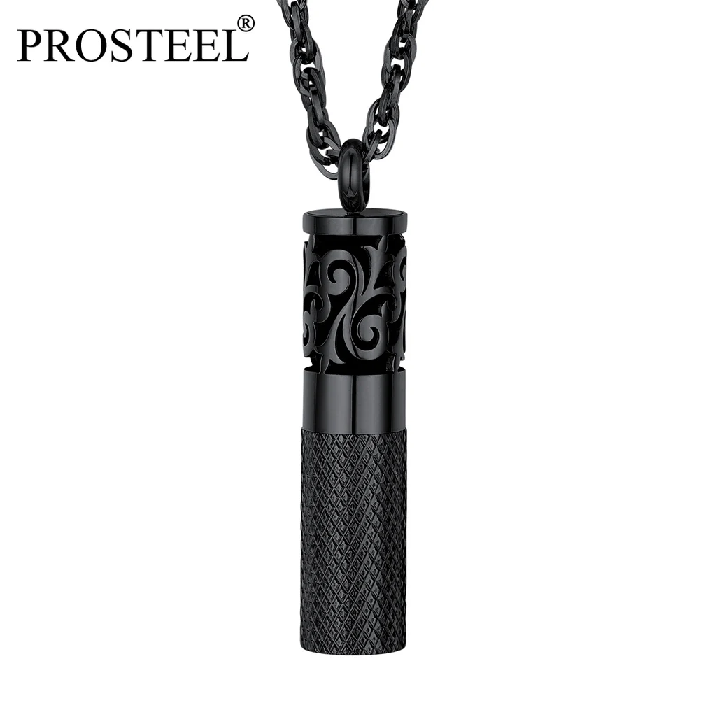 PROSTEEL Stainless Steel Perfume Locket Pendant Necklace Gold/Black Plated Essential Oil Bottle Diffuser for Women Men Gift