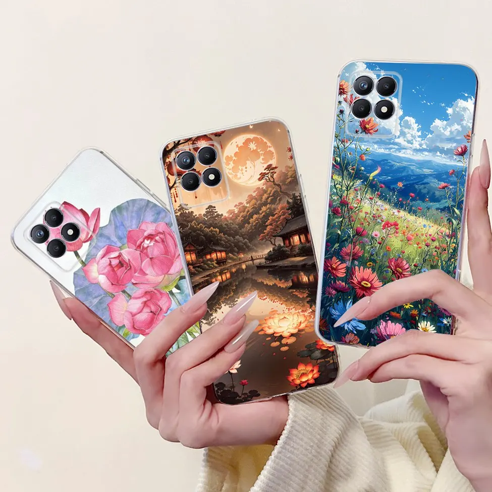 Прозрачный чехол для Realme 8i, чехол RMX3151, роскошный чехол с бабочкой и цветами любви, крутой окрашенный чехол для телефона Realme Narzo 50 RMX 3286, чехол (art.: 3920d17da34bb) - 3920d17da34bb