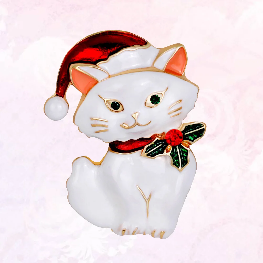 

1Pc Retro Cat Shaped Brooch Fashion Delicate Alloy Breastpin Clothing Accessories for Women Ladies Girls White