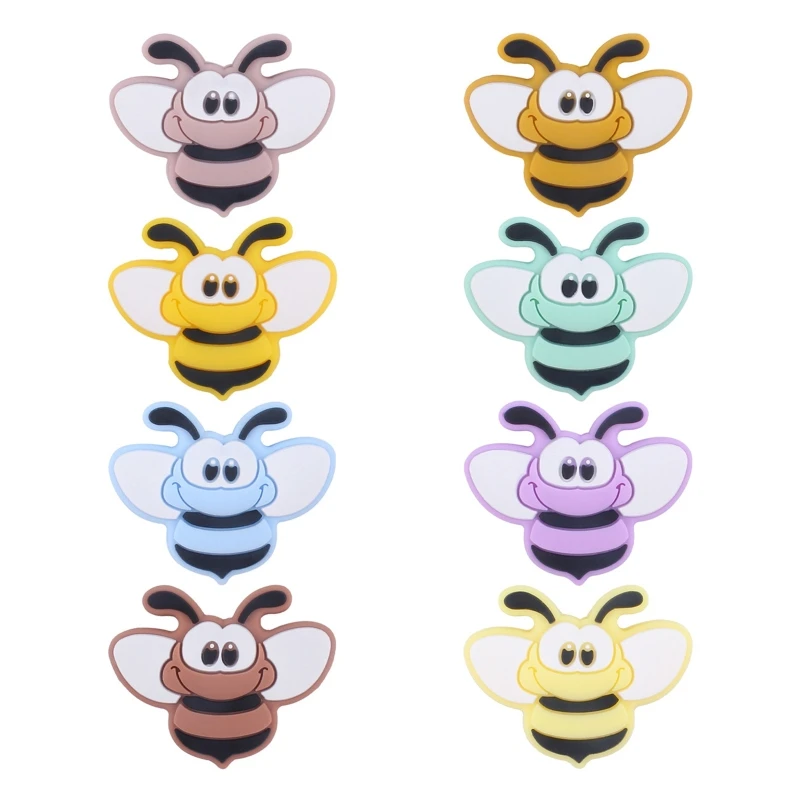 

1pc Cartoon Bee Baby Teether Silicone Beads BPA Free DIY Making Craft Teething Ring Toy Accessories for Toddlers Newborn