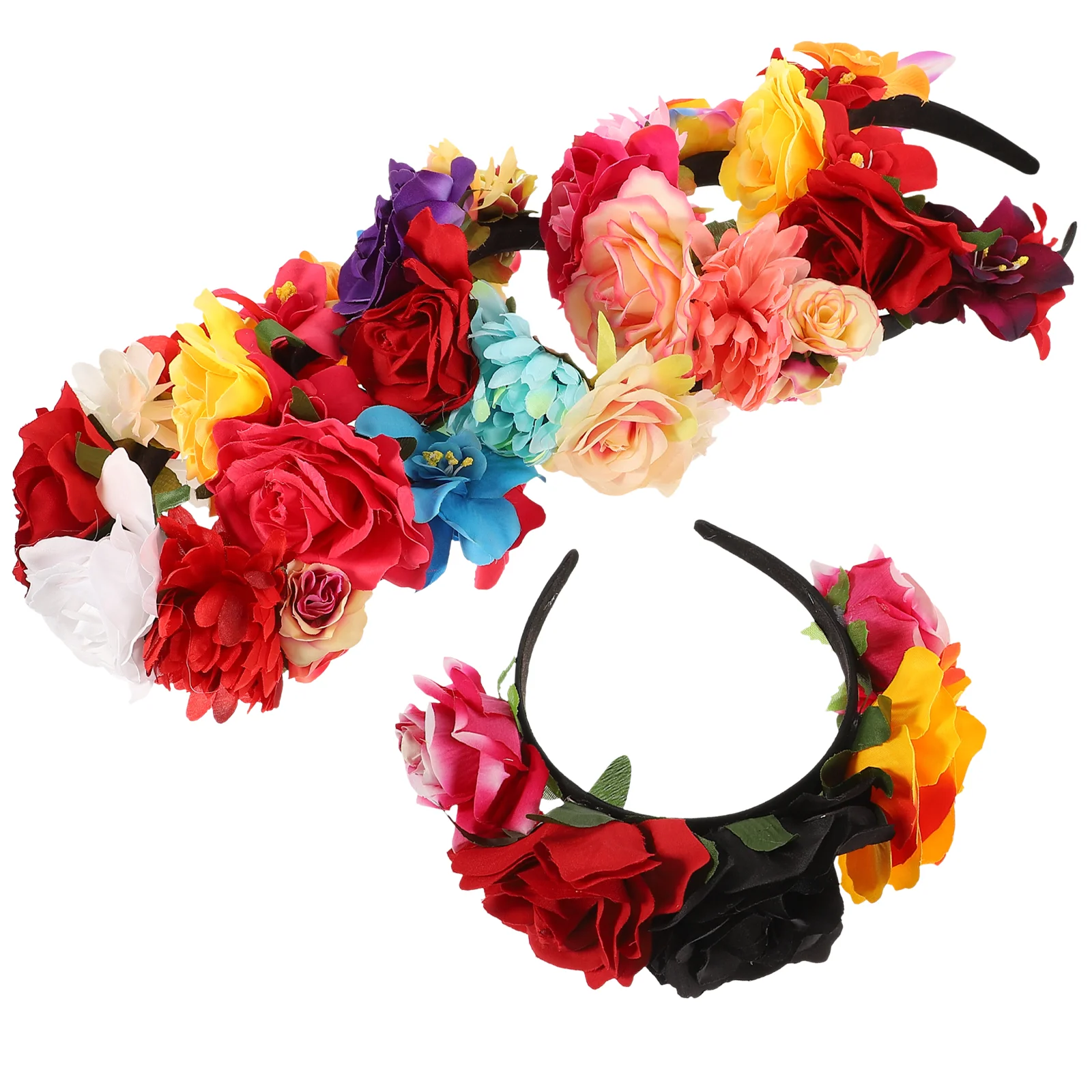 

6 шт. Мексиканская Цветочная корона на Хэллоуин Женские аксессуары розы готический головной убор Лолита повязка на голову Мексиканская ткань для женщин