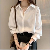 womens shirt white plain color loose oversized blouse womens blouse loose korean pockets