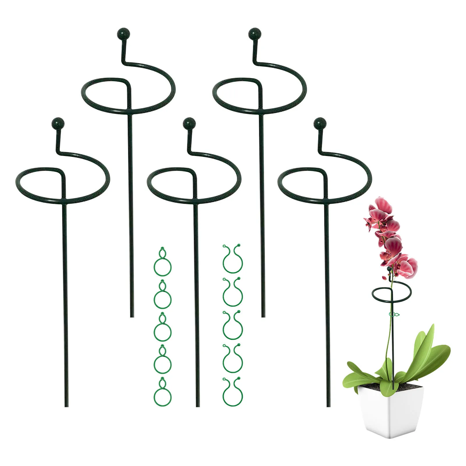 

5pcs Garden Bonsai Support Stake Stander Single Stem Shrub Holder Butterflies Orchid Succulent Phalaenopsis Potted Support Rod