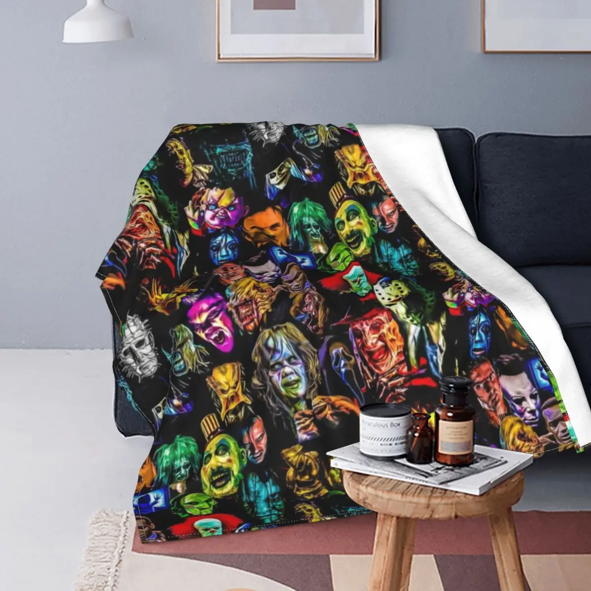 

Horror Film Baddies Legends Chucky Blanket Creepy Character Fleece Couch Blanket Soft Cheap Furry Bedspread