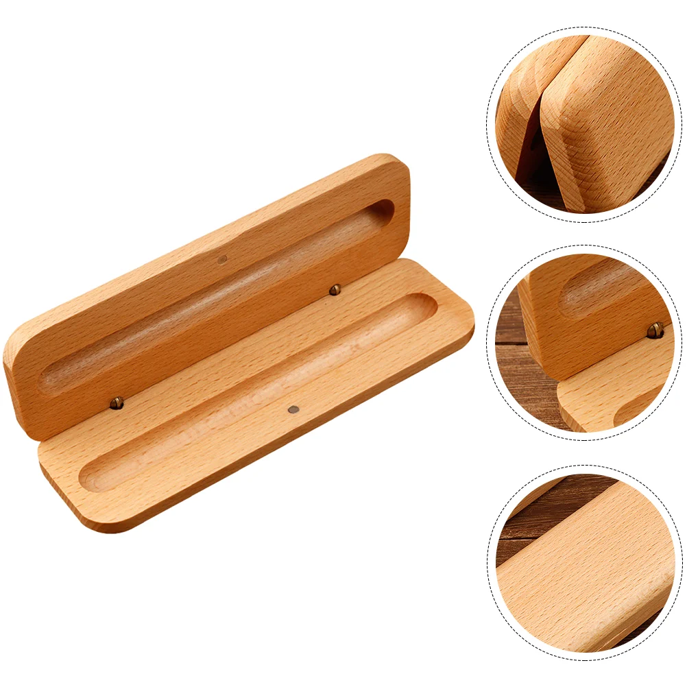 

Wooden Pencil Case Display Holder Storage Tube Box Pens Container Empty Organizer Single Decorative Student Pencils