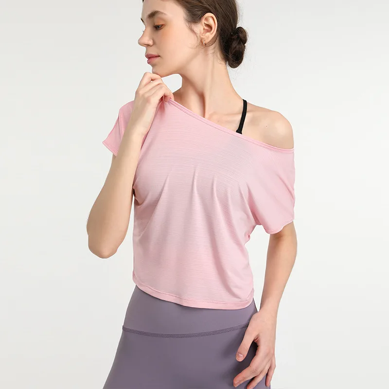 

Loose Short Sleeve Yoga T-Shirt Women Solid Color Cooling Fabric Fitness Running Top Breathable Quick Dry Gym Shirt Sportswear